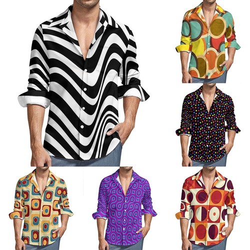 Herren retro 70er bedrucktes - retro,