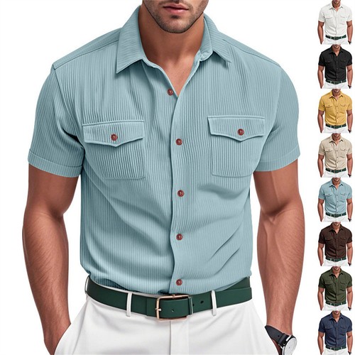 Herren cord kurzarmhemd - cord,