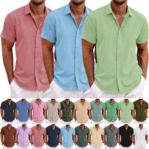 Herren leinenhemd kurzarm hemd - kurzarm,